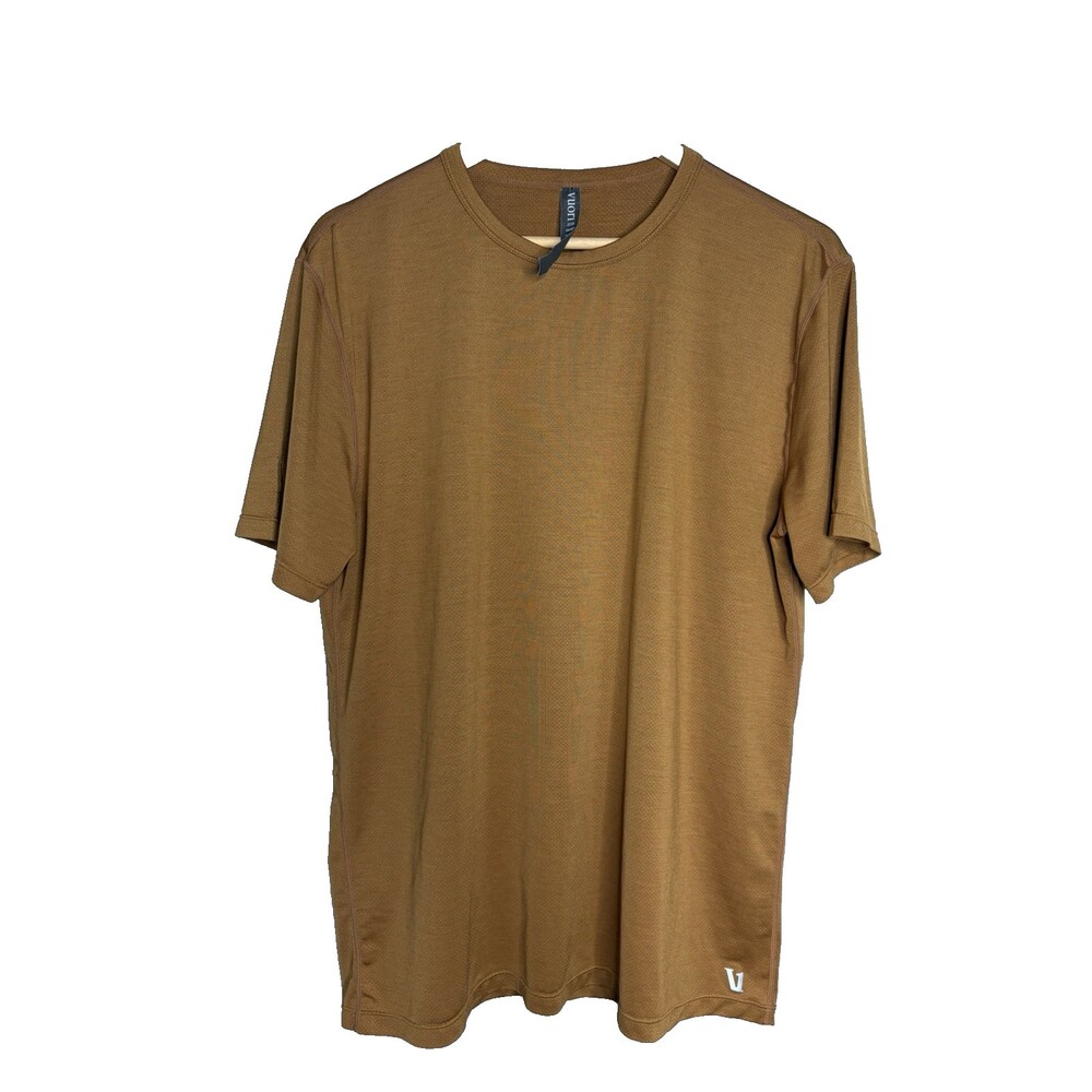 Vuori Shirt Mens Large Gold Brown Heather Short Sleeve Performance Tee